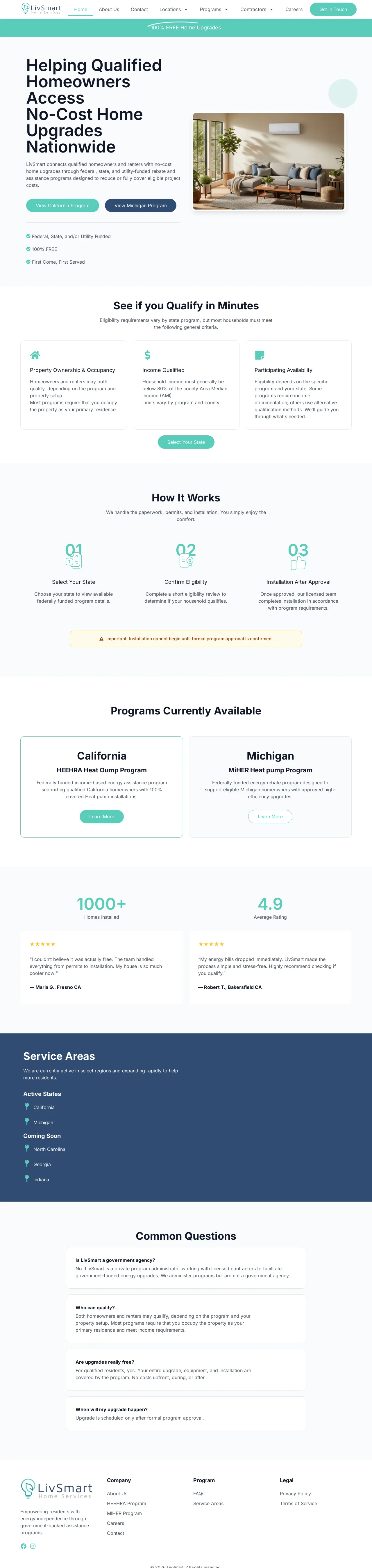 LivSmart marketing site — full landing page preview