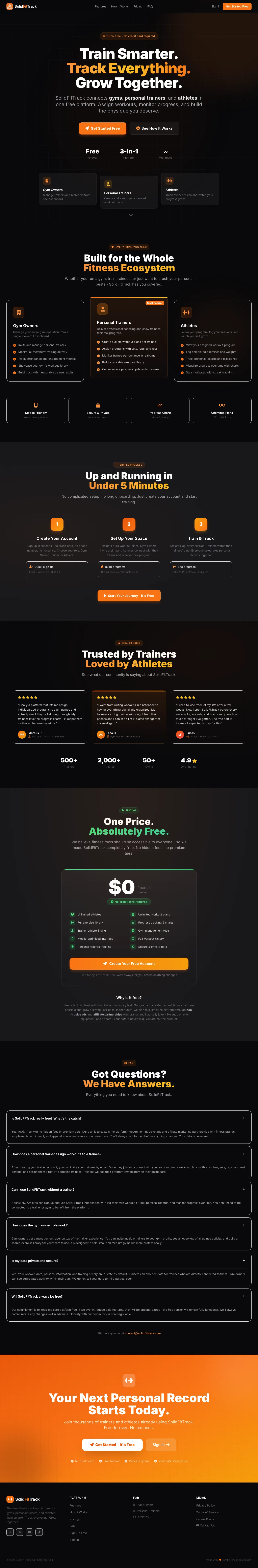 SolidFitTrack marketing site — full landing page preview